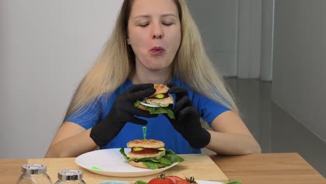 woman eating a burger