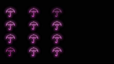 Pulsing-neon-umbrella-icons-pattern-with-led-light-in-casino-style