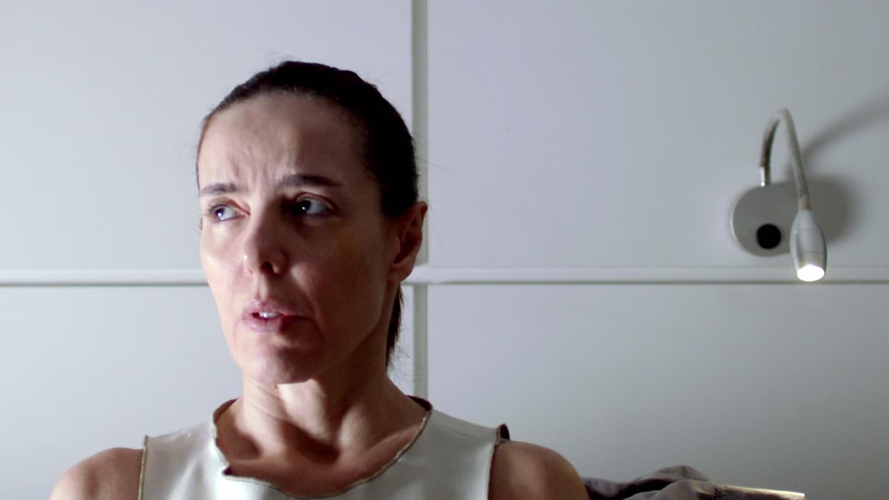 Looking up for inspirational thoughts, woman considers her next steps