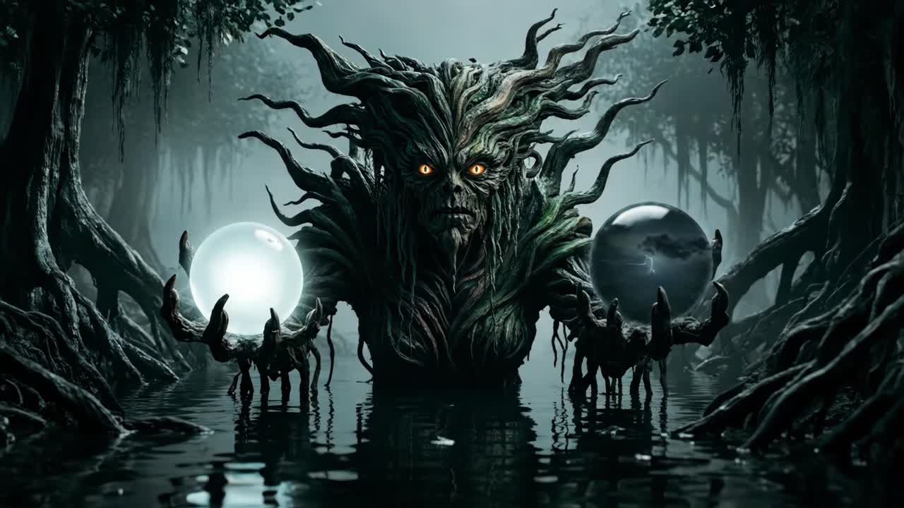 Swamp Monster with Magical Spheres