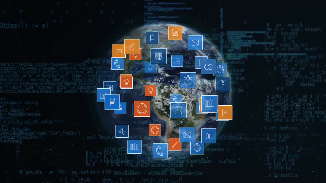 iconos de globos y aplicaciones digitales