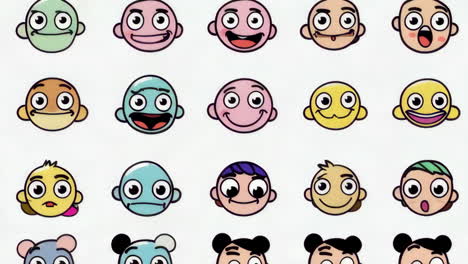 collection of diverse cartoon faces and emoji expressions