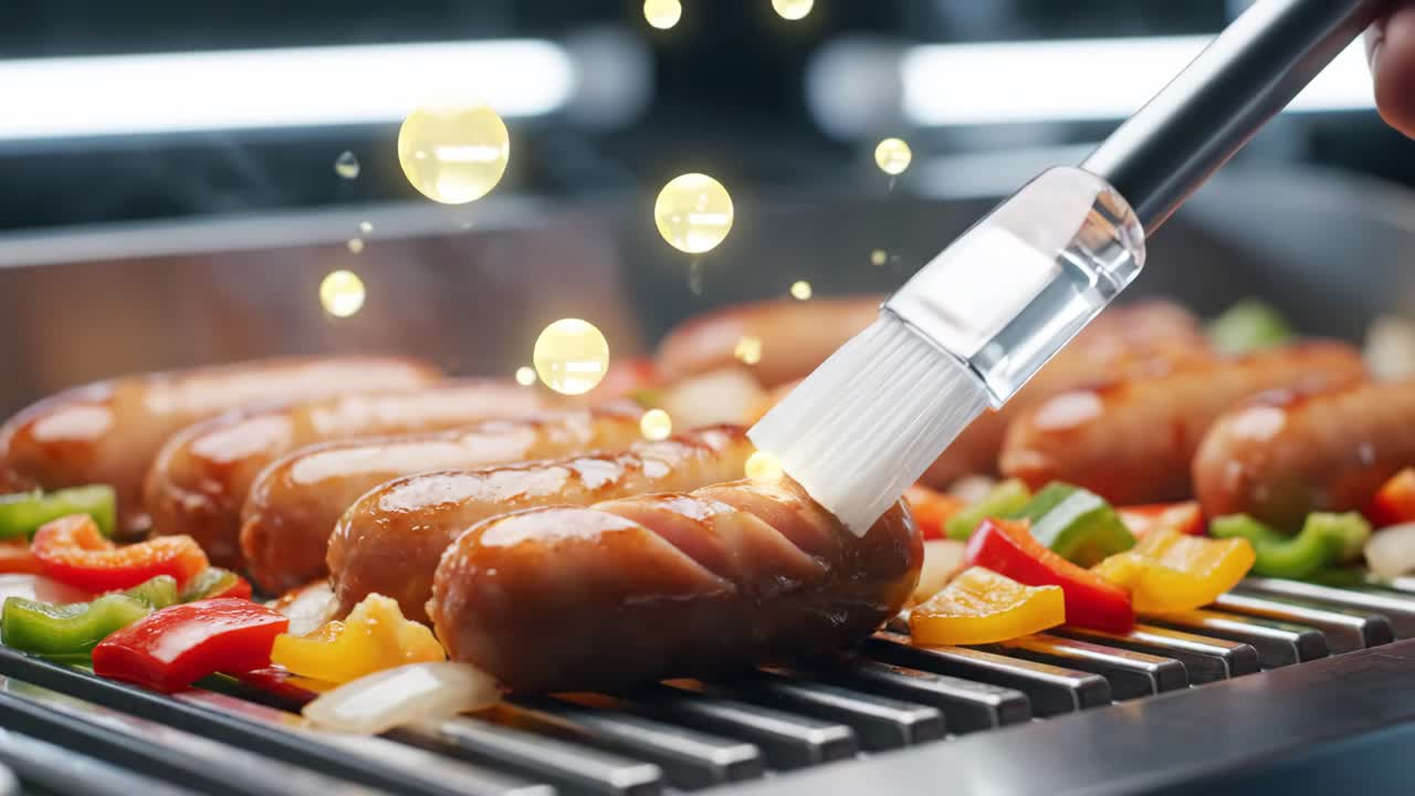 그릴에 있는 소시지