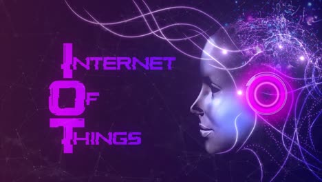 hermoso concepto de diseño de movimiento animado de una persona virtual simulada por computadora de alta tecnología que representa el concepto de internet de las cosas