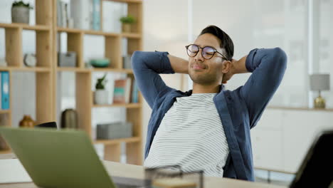 relaxed employee at office desk