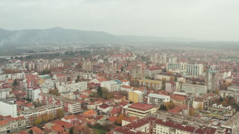 hazy morning over kraljevo town, serbia