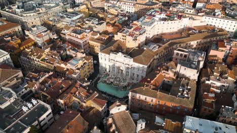 Drone-Orbita-Muy-Por-Encima-De-La-Fontana-De-Trevi