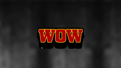 animation of red wow text over dark background