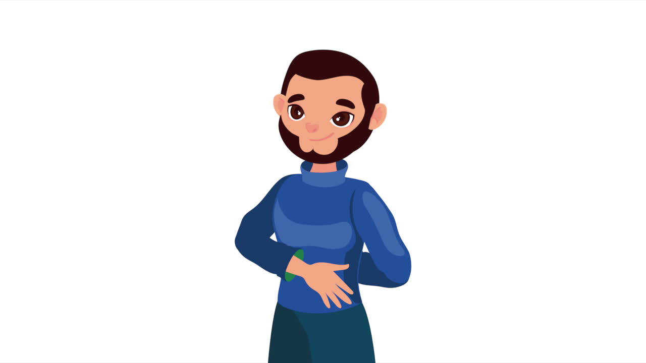 young bearded man standing character