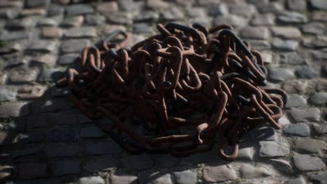 vintage rusty hand-made iron chain