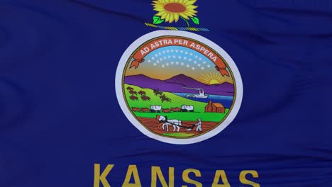 flag of kansas state, region of the united states, waving at wind