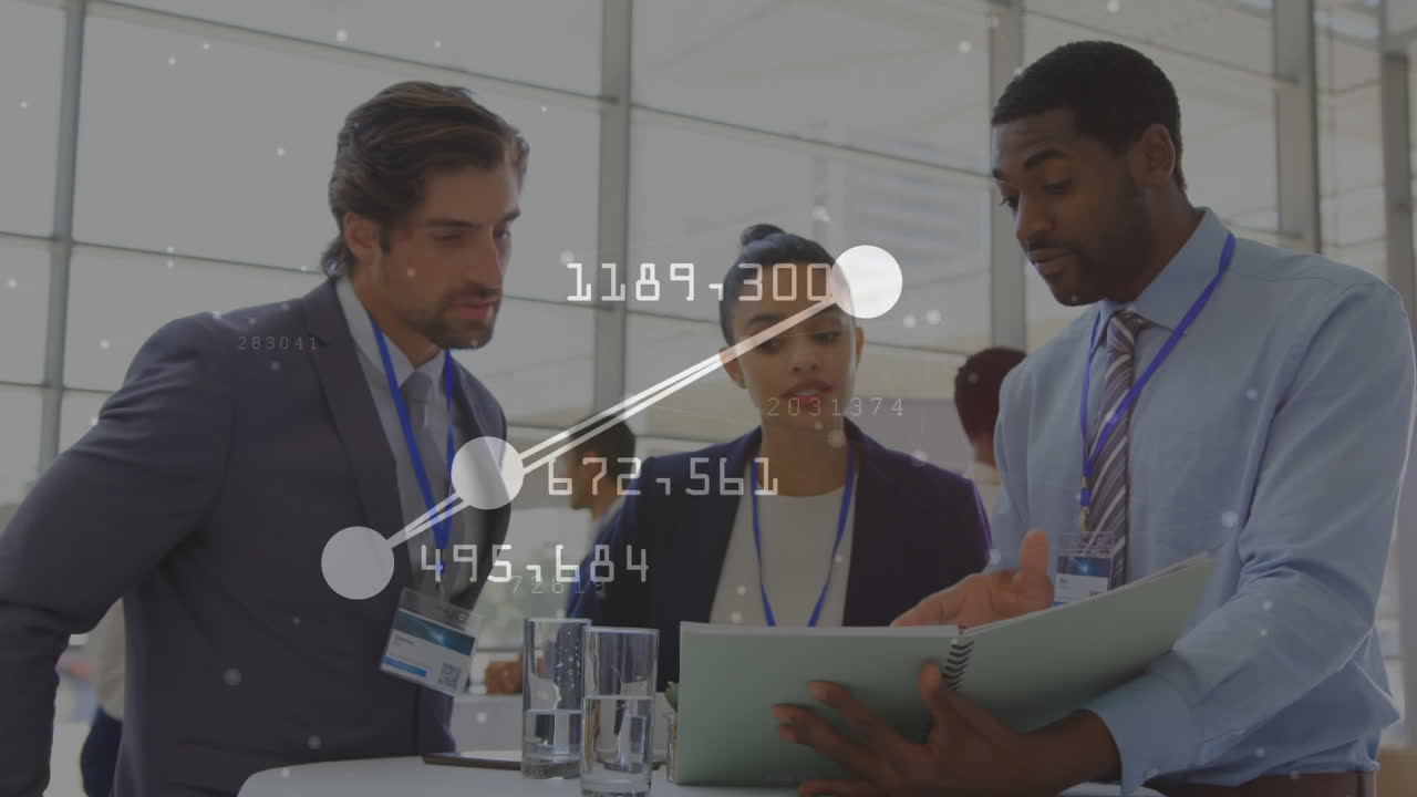 Animation of network of connections over diverse business people