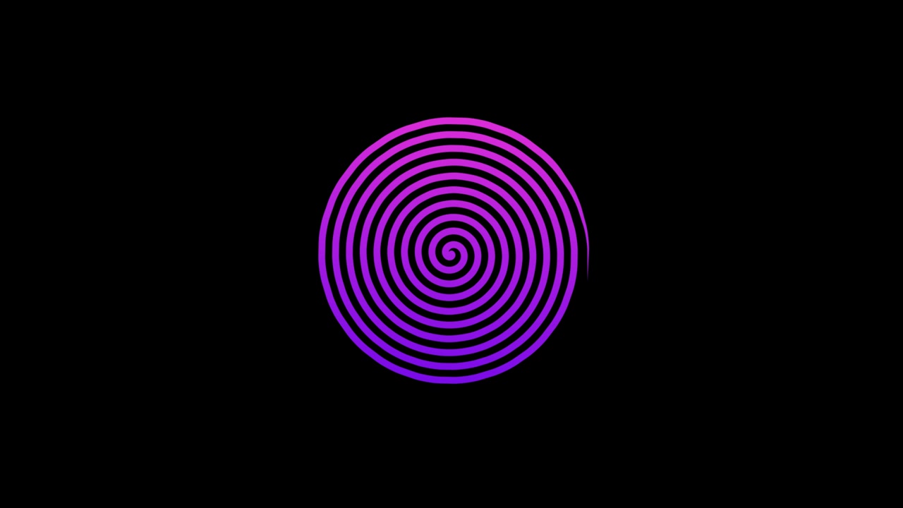 Spiral bold circle symbol animation isolated on black background