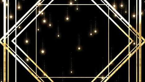 gold cubes and stars on black background