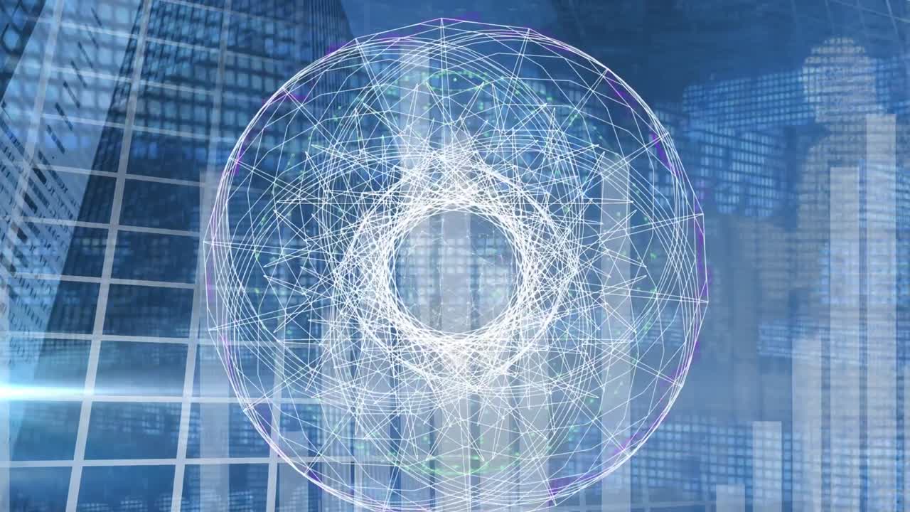 파란색 배경 위의 데이터 처리 애니메이션