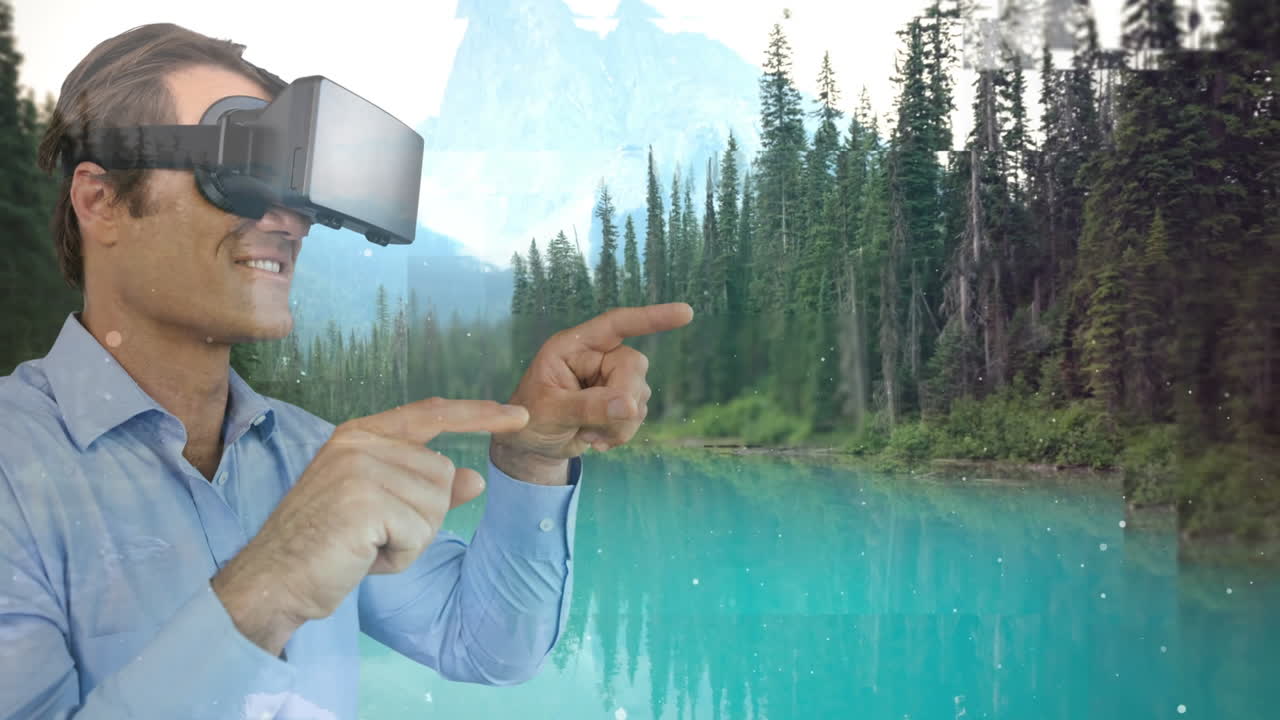 hombre usando vr video