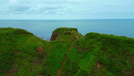 coastal hiking trail with people