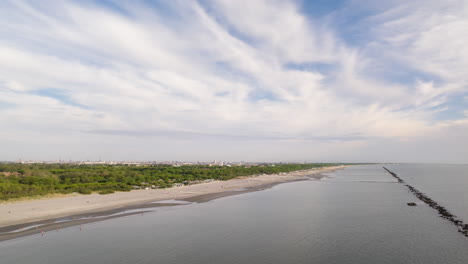 drone view of sandy beach