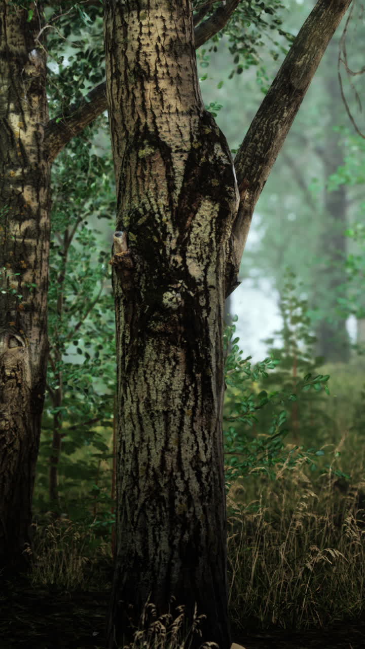 un primer plano de un árbol en un bosque