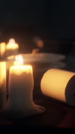 candlelight on a wooden table