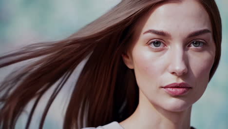 woman with hair blowing in the wind