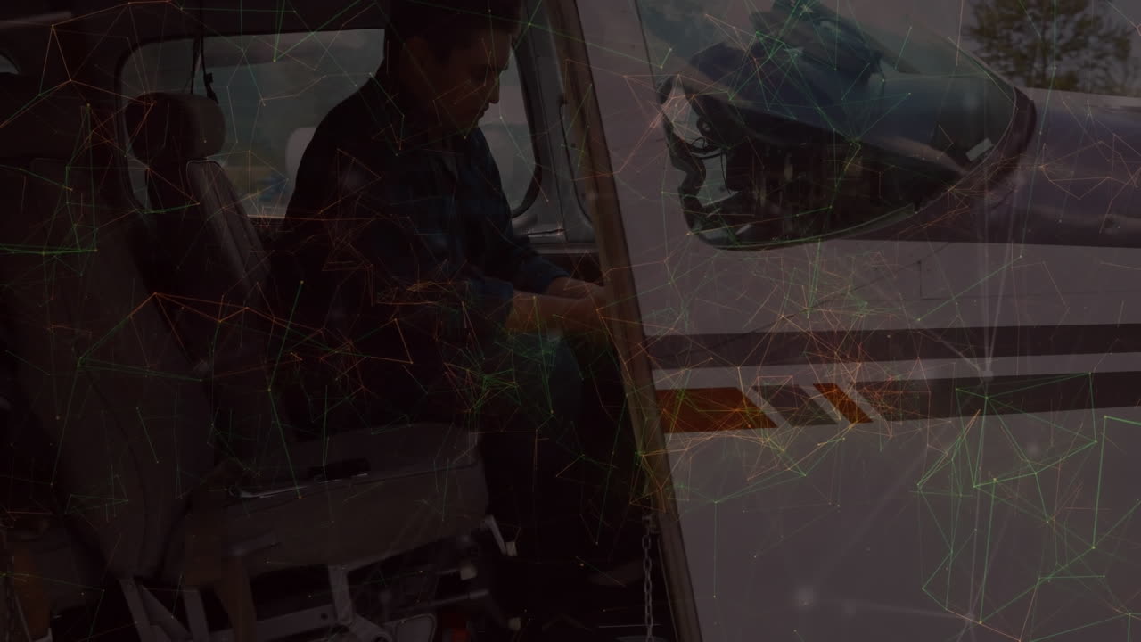 animación de conexiones que flotan sobre un fondo negro.