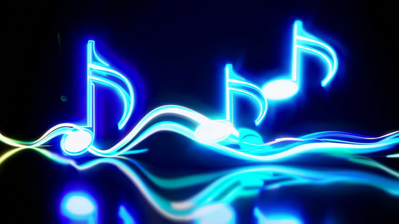 Abstract Neon Music Notes