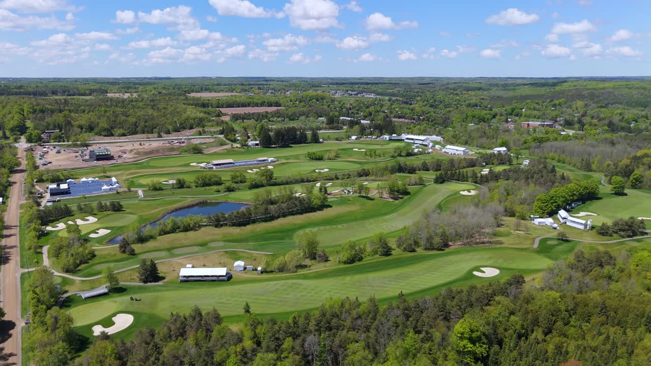 Wide aerial view of TPC Toronto golf course, home of Golf Canada and RBC Open