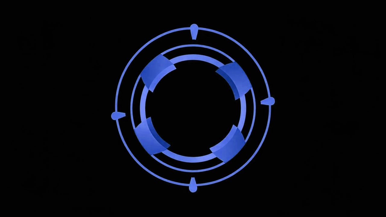 Animated Blue Circular HUD Interface Element on Black Background