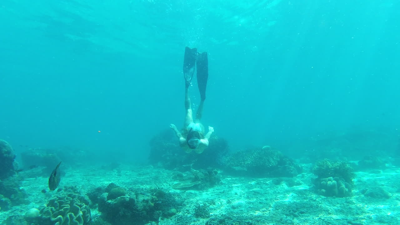 바다에서 수영하는 여자