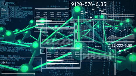 animation of digital data processing over dna strand and screens