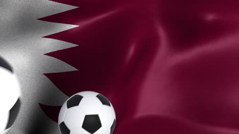 flag of qatar with soccer balls