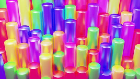infografías abstractas de columnas multicolores en filas, hermoso fondo para transmisión analítica. fondo de bucle brillante con animación suave. matriz de barras adecuadas para temas financieros