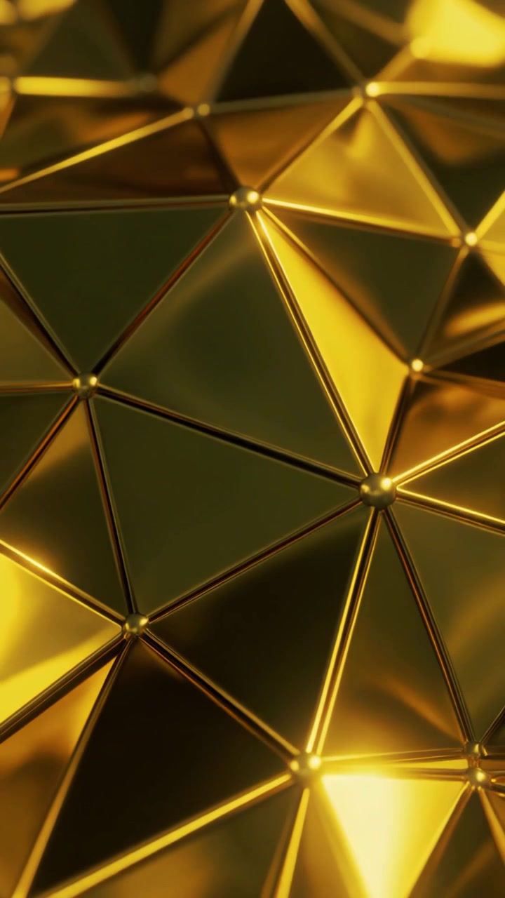 Abstract Golden Geometric Low Poly Surface with Reflective Metallic Texture