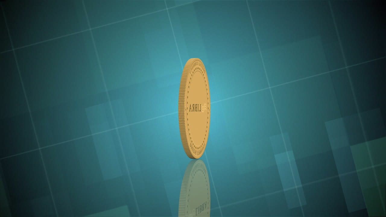 moneda libra ilustrada giratoria sobre fondo de tecnología abstracta