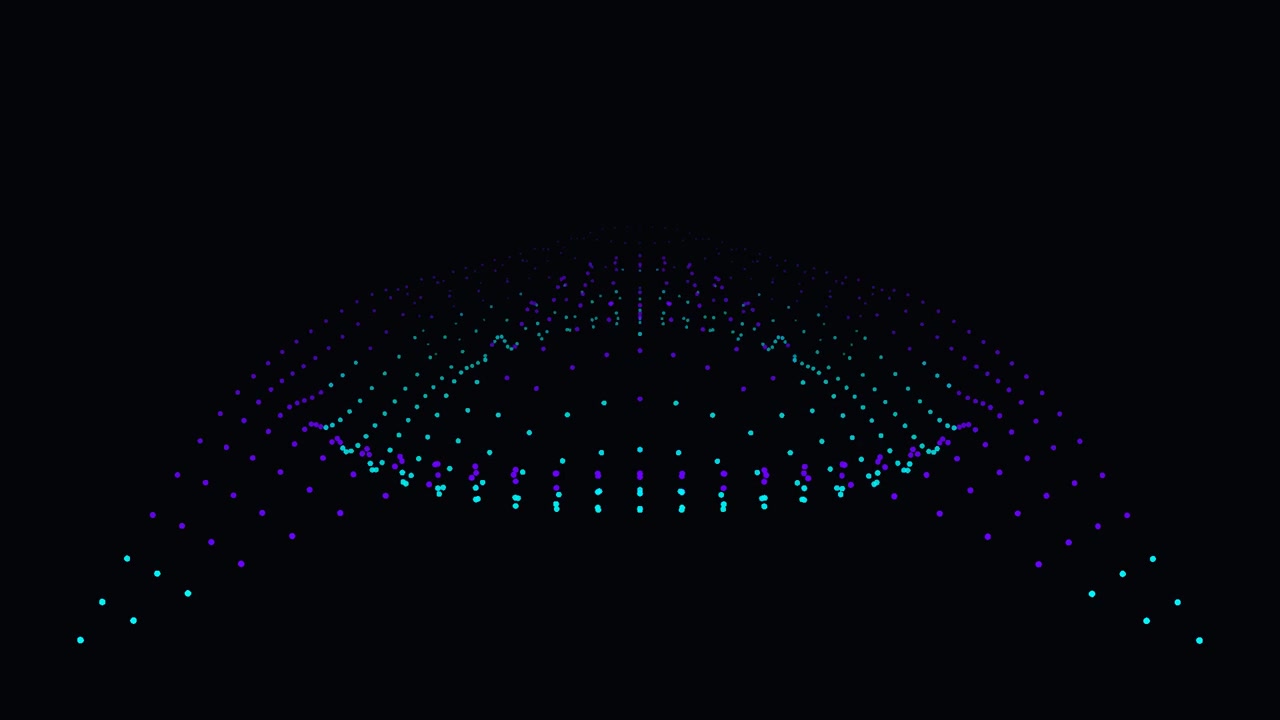 Abstract Digital Waveform of Glowing Particles on Black Background