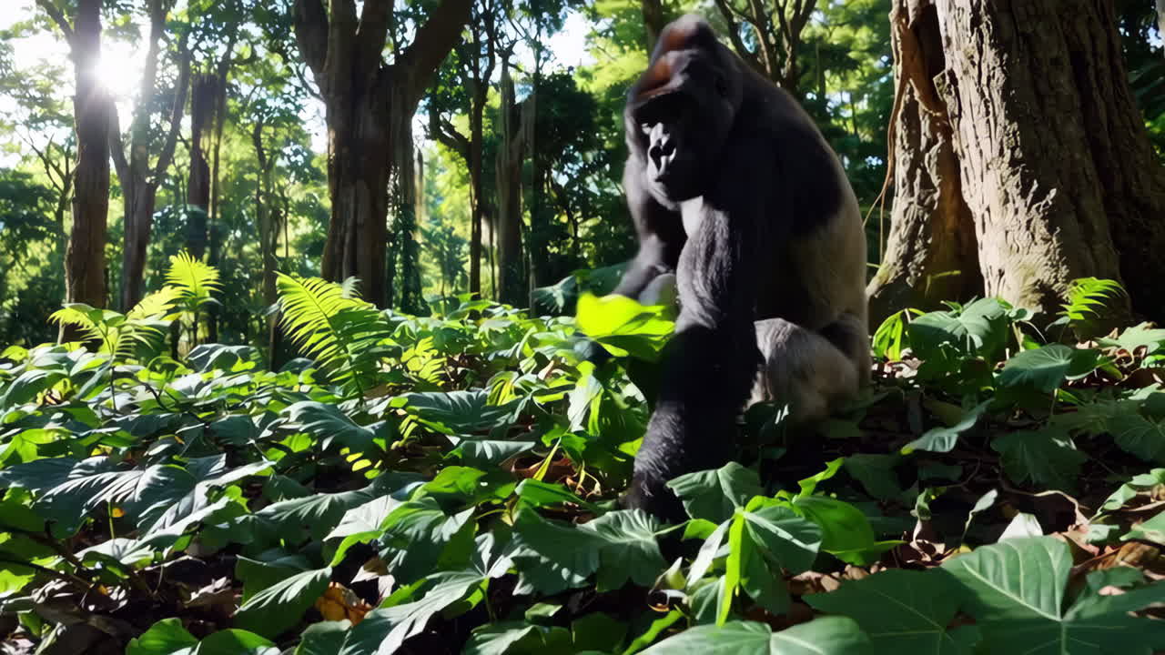 Gorilla in una rigogliosa foresta tropicale