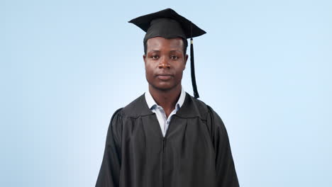cara, gracioso y hombre negro con graduación