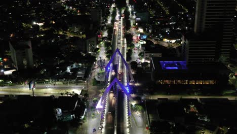 a night aerial view of a bridge in guadalajara city.