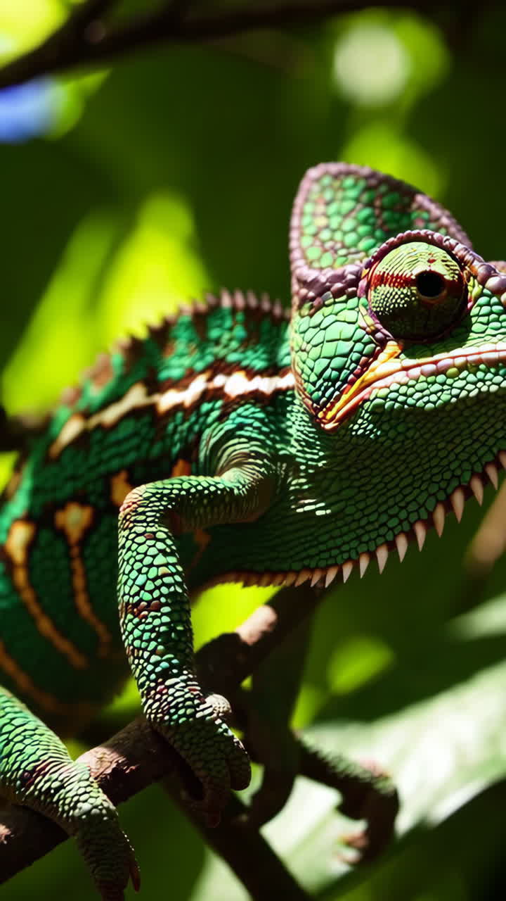 Close-up of a Chameleon on a Branch