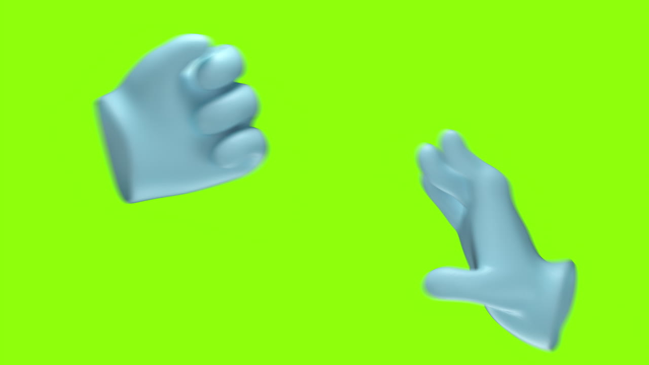 Blue hands reaching towards each other over green background animation