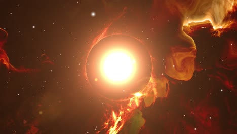 the red nebula clouds form a black hole that shines within the universe