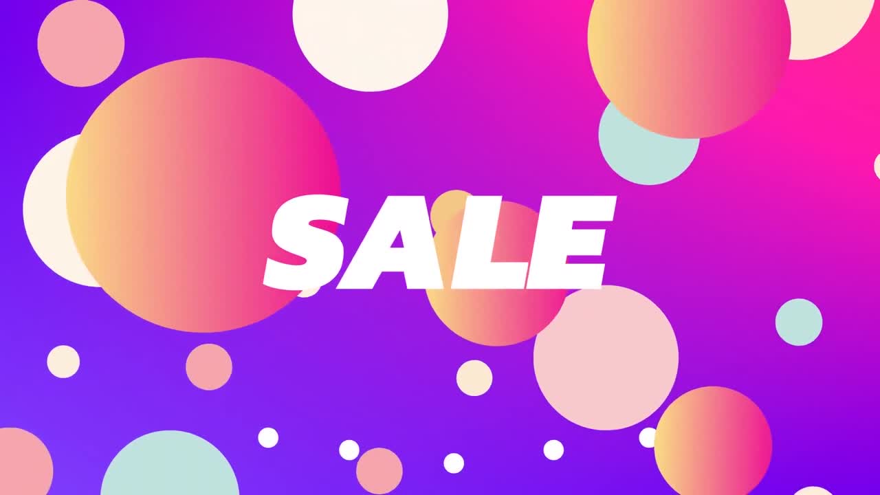 animación del texto de venta y los puntos sobre fondo azul.