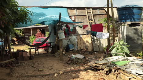 shack house in an impoverished slum outside of manaus, brazil