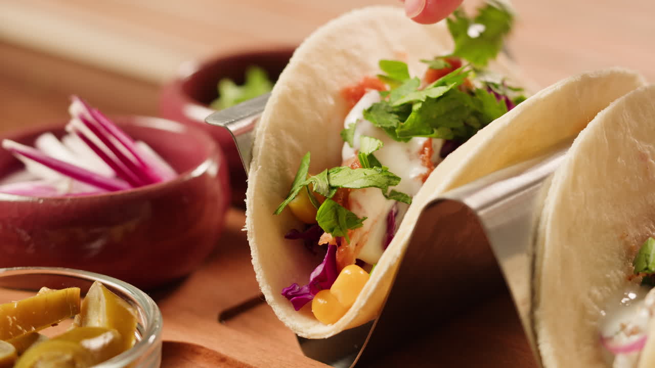 Delicious Tacos with various toppings