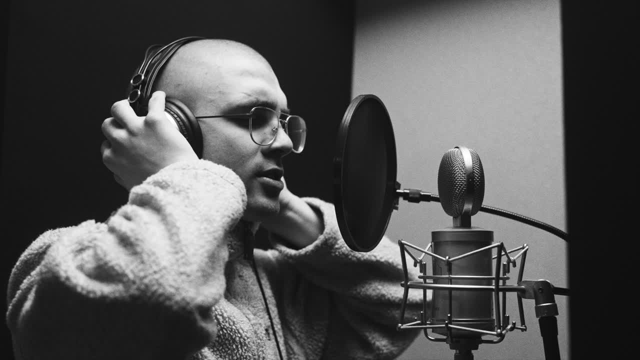 스튜디오에서 녹음하는 음악가