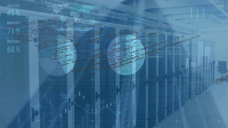 Animation of head and data processing over servers and servers