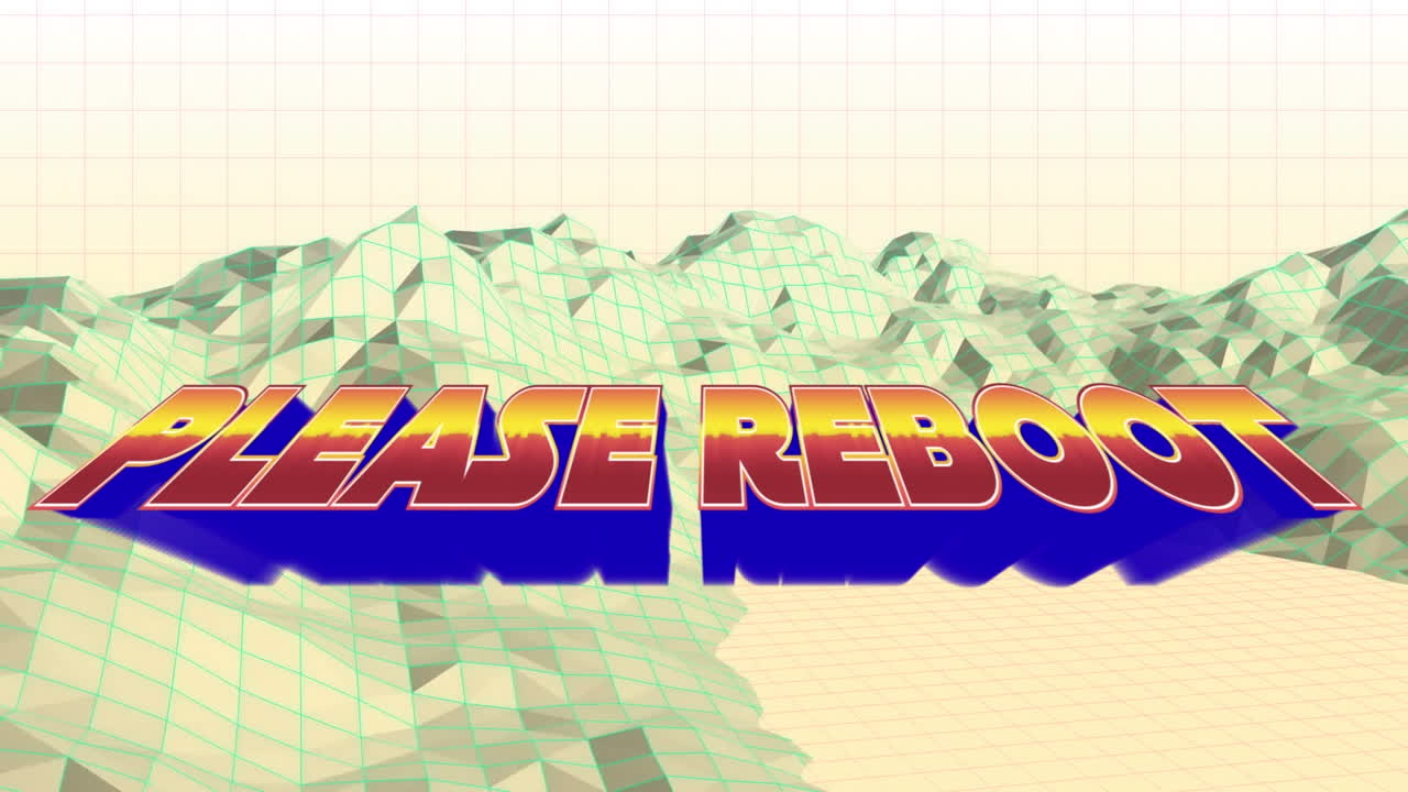 메타버스 배경에서 빨간색과 파란색 글자로 다시 시작하십시오 텍스트의 애니메이션