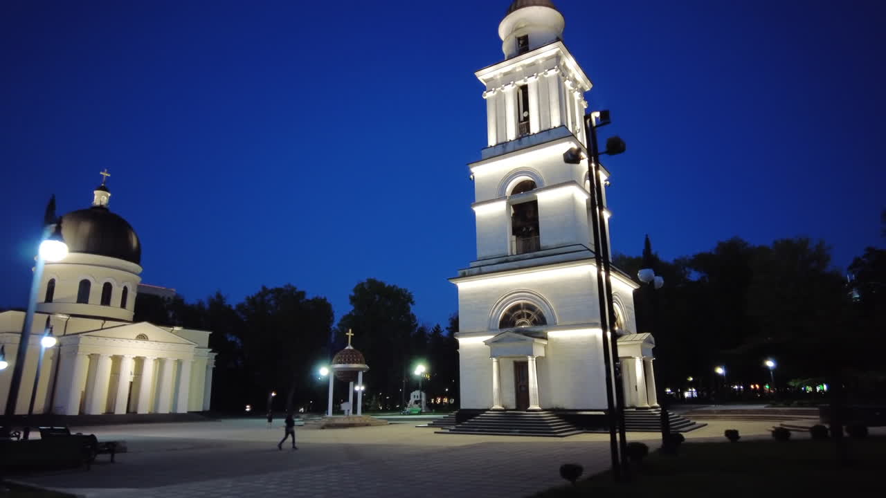 Chisinau, Moldova - May 11, 2021: The Metropolitan Cathedral of Christ's Nativity in the evening