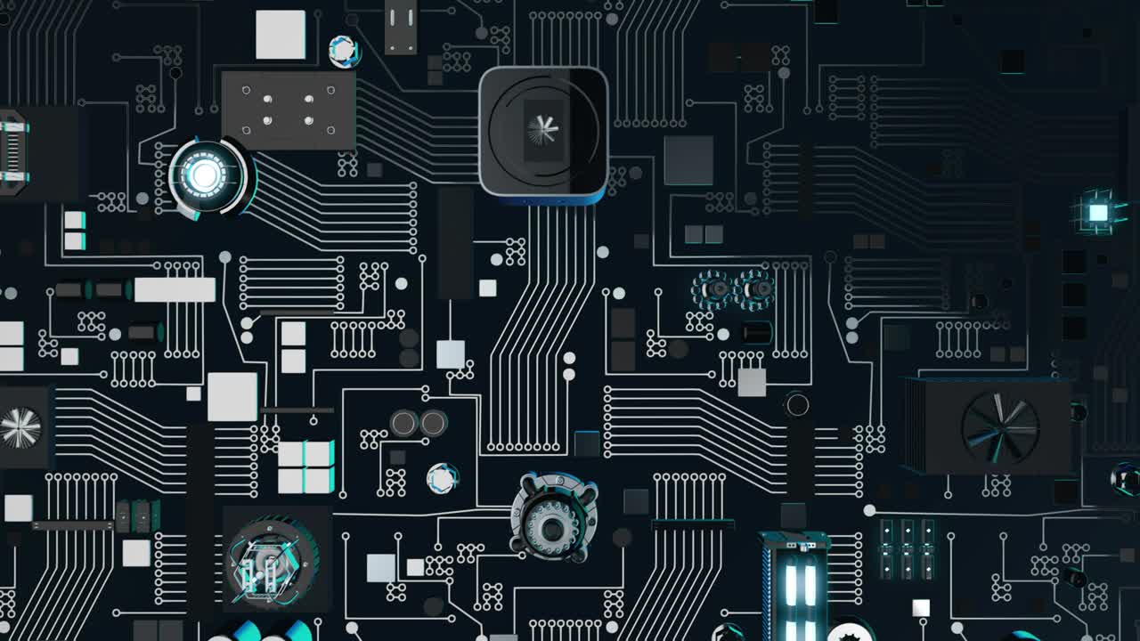 Digital Concept with dark futuristic circuit board